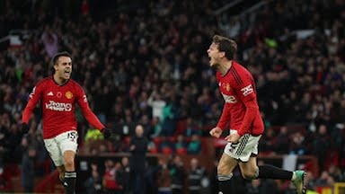 Pemain Manchester United melakukan selebrasi usai mencetak gol ke gawang Luton. Foto:Reuters