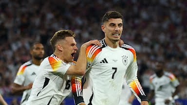 Penyerang Timnas Jerman, K Havertz melakukan selebrasi usai mencetak gol ke gawang Skotlandia dari titik pinalti dalam laga pembuka Piala Eropa 2024. Dalam laga itu Jerman menang 5-1. Foto:Reuters