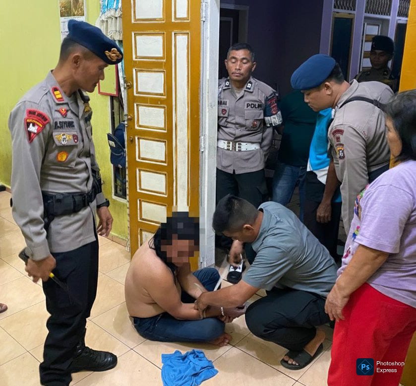 Personel Brimob Polda Sumut amankan pelaku KDRT di Tembung. (Ist)